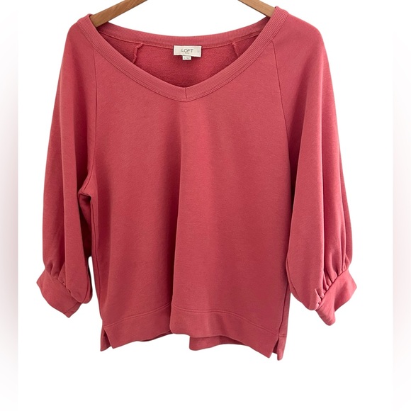 LOFT Outlet Bundle Green & Coral V-Neck Sweatshirts Size Large NWT - Picture 4 of 9